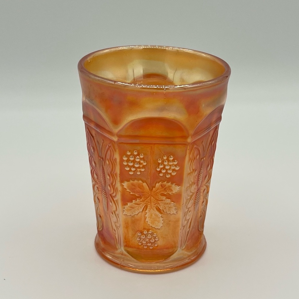 Vintage Fenton Marigold Carnival Glass Butterfly‎ & Berry Pattern Tumbler